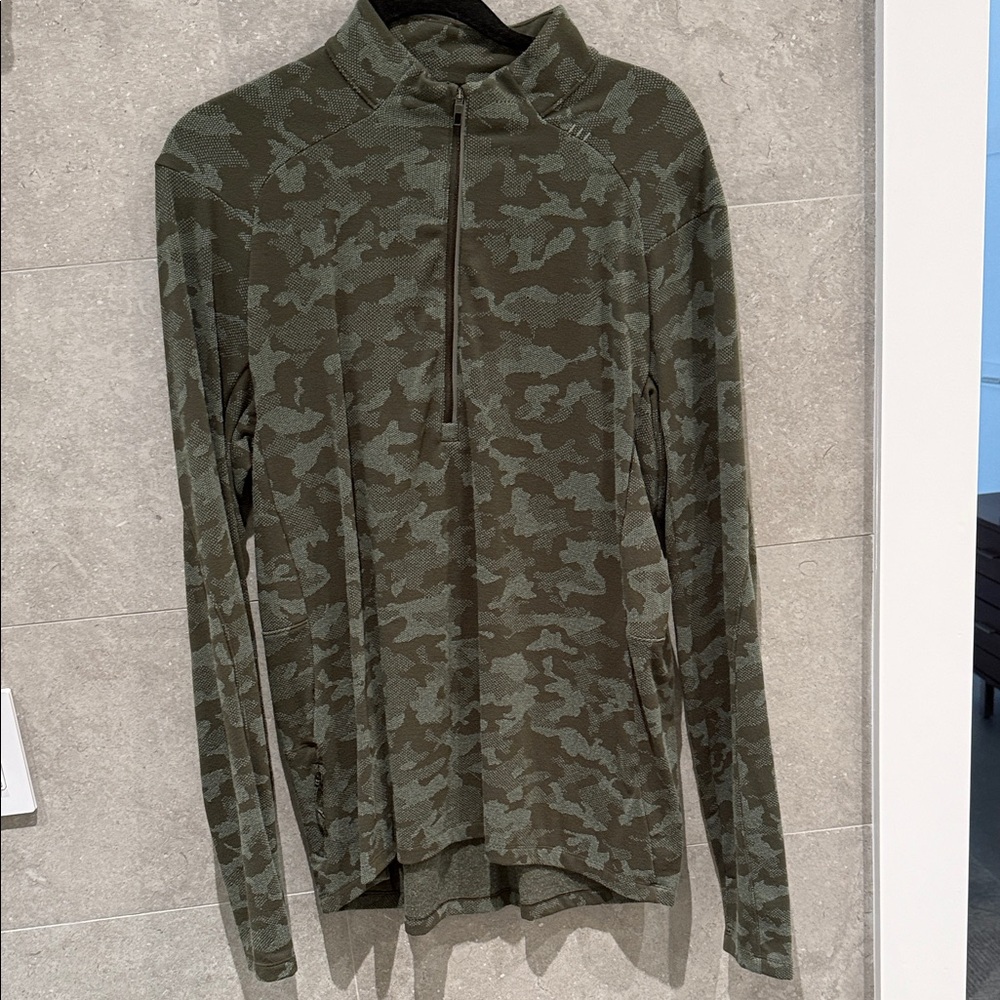 lululemon athletica Surge Fleece Olive Camo Half-Zip Pullover